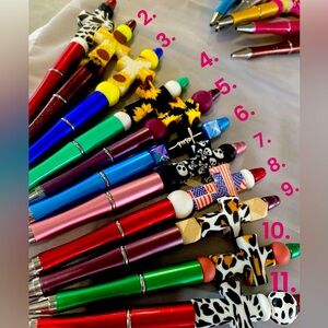 Beaded Black Ink Pen with Silicone Cross